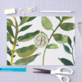 Groene Bladeren Monogram Letter Initiaal Tissuepapier (Craft)