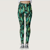 Groene bladeren naadloos patroon leggings (Voorkant)