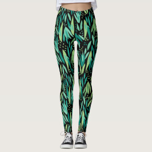 Groene bladeren naadloos patroon leggings