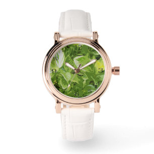 Groene Bladeren Olieverf, Horloge