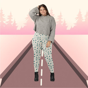 Groene bladeren op beige achtergrondpatroon leggings