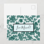 Groene bladeren op blauwe adreswijziging briefkaart (Voorkant / Achterkant)