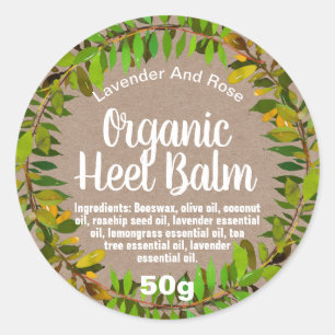 Groene bladeren op kraft-gekraakte hieletiketten ronde sticker