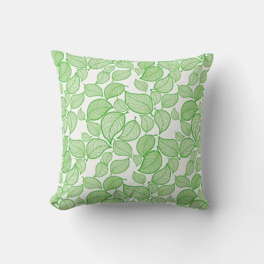 Groene bladeren op wit Sierkussen (Voorkant)