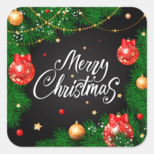 Groene bladeren & Ornament Kerst | STICKER (Voorkant)