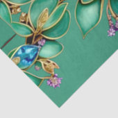 Groene Bladeren Paarse Edelstenen Tissuepapier (Detail)