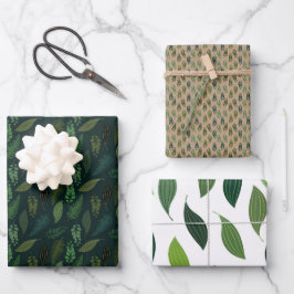 Groene bladeren patroon Wrapping papier set Inpakpapier Vel