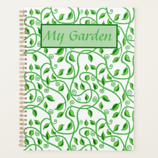 Groene bladeren ranken en wijnstokken tuin planner (Voorkant)