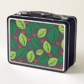 Groene bladeren, rode bessen, patroon van bladeren (Achterkant)