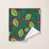 Groene bladeren, rode bessen, patroon van bladeren bad handdoek (Wasdoekje)