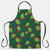 Groene bladeren, rode bessen, patroon van bladeren schort (Voorkant)