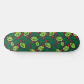 Groene bladeren, rode bessen, patroon van bladeren skateboard (Horizontaal)