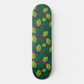Groene bladeren, rode bessen, patroon van bladeren skateboard (Voorkant)