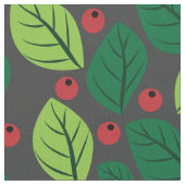 Groene bladeren, rode bessen, patroon van bladeren stof (Close Up)