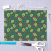 Groene bladeren, rode bessen, patroon van bladeren tissuepapier (Craft)
