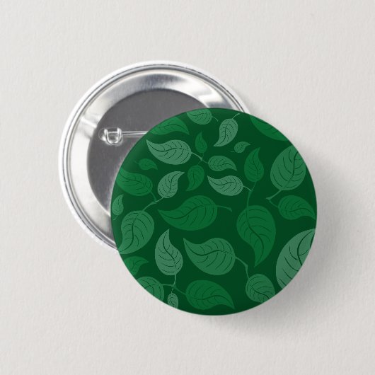 Groene bladeren ronde button 5,7 cm (Voorkant /achterkant)