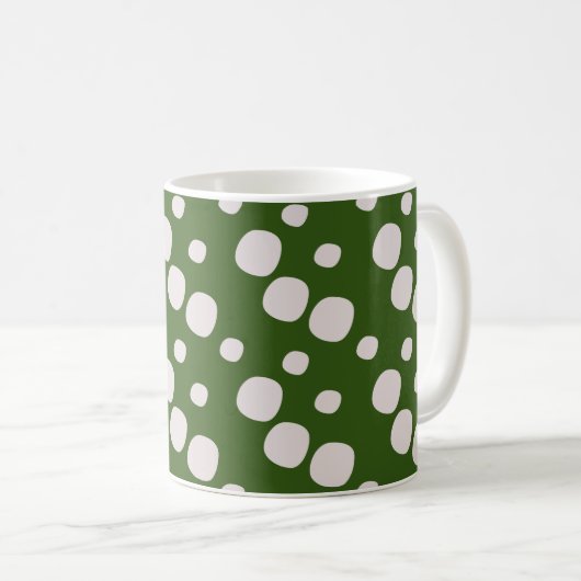 Groene Bladeren Roze Stippen Initiaal Koffiemok (Voorkant rechts)