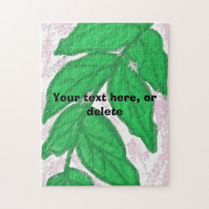 Groene bladeren Roze Waterverf Puzzle Legpuzzel