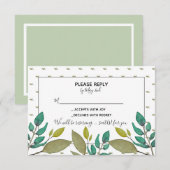 Groene bladeren RSVP-kaart RSVP Kaartje (Voorkant / Achterkant)