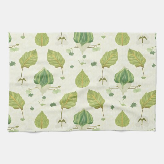 Groene bladeren theedoek (Horizontaal)