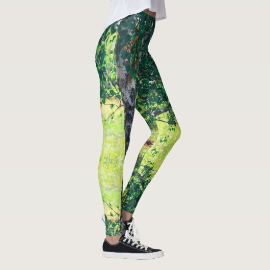 Groene bladeren van de vogelboom leggings (Rechts)