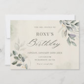 Groene bladeren verjaardag kaart (Voorkant)