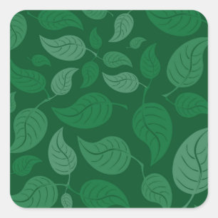 Groene bladeren vierkante sticker