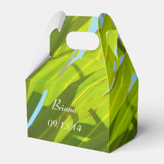 Groene bladeren, zonlicht en blauwe hemel bedankdoosjes