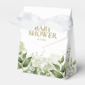 Groene Bladgoud Baby Shower Favor Doos Bedankdoosjes (Voorkant Zijde)