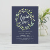 groene bladkrans | Midnight Blue-Vrijgezellenfeest Kaart (Staand voorkant)