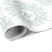 Groene bladmonogram kunst op basis van wit cadeaupapier (Rol Hoek)