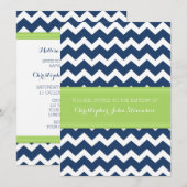 Groene Blauwe Chevron Doopuitnodiging Kaart (Voorkant / Achterkant)