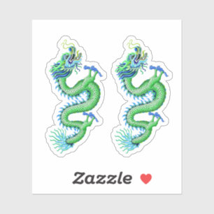 Groene & Blauwe Chinese Draak Sticker