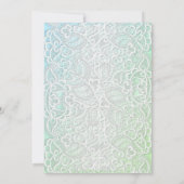 groene blauwe elegante bruiloft met kant kaart (Achterkant)