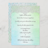 groene blauwe elegante bruiloft met kant kaart (Voorkant / Achterkant)