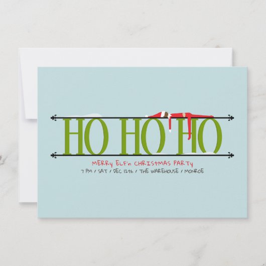 Groene & Blauwe Elf Shenanigans Personeel Kerstfee Kaart (Voorkant)