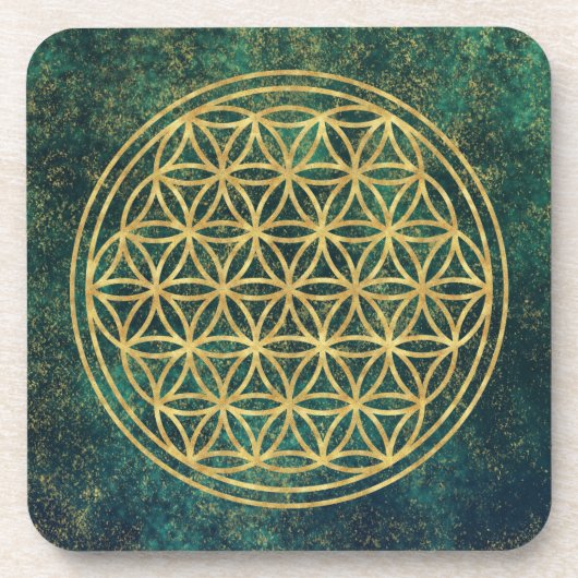 Groene, blauwe en goudventilator voor levenslange  bier onderzetter (Voorkant)