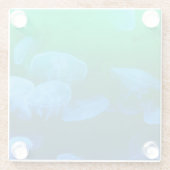 Groene blauwe gradiënt van wolkwal glazen onderzetter (Achterkant)