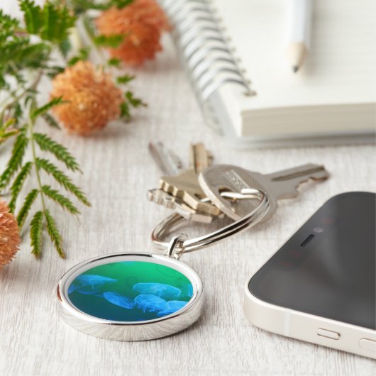 Groene blauwe gradiënt van wolkwal sleutelhanger (Zijkant)