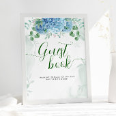 Groene blauwe hortensia gastendoelen babyshower poster