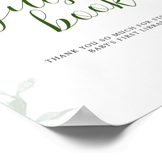 Groene blauwe hortensia gastendoelen babyshower poster (Hoek)