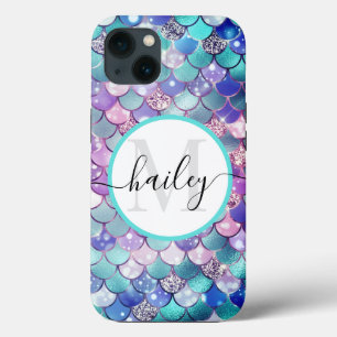 groene blauwe mermaïdehuid met glitter Hoesje-Mate iPhone 13 Hoesje