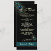 Groene blauwe pauwenveren op zwart Menu (Voorkant / Achterkant)