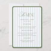 Groene & Blauwe Strepen Rand Trouw Menu Kaart (Voorkant)