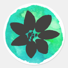Groene Blauwe Tropische Bloem Ronde Sticker