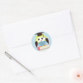 Groene/blauwe uil ronde sticker (Envelop)