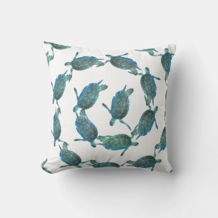 Groene Blauwe Zeeschildpadden Oceaan Elegant Stran Kussen