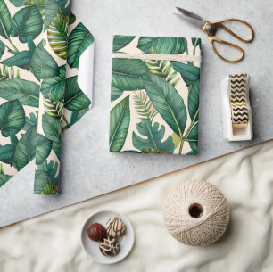 Groene & Blauwgroen Palm Monstera Tropische blader Cadeaupapier