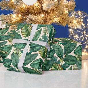 Groene & Blauwgroen Palm Monstera Tropische blader Cadeaupapier