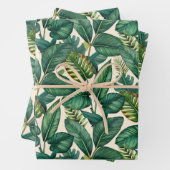 Groene & Blauwgroen Palm Monstera Tropische blader Inpakpapier Vel (In situ)